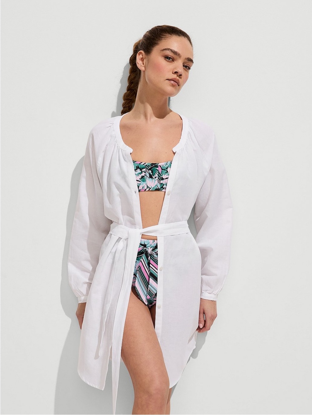 Victoria's Secret Beachwear Linen Easy Button-Up Dress Coverup